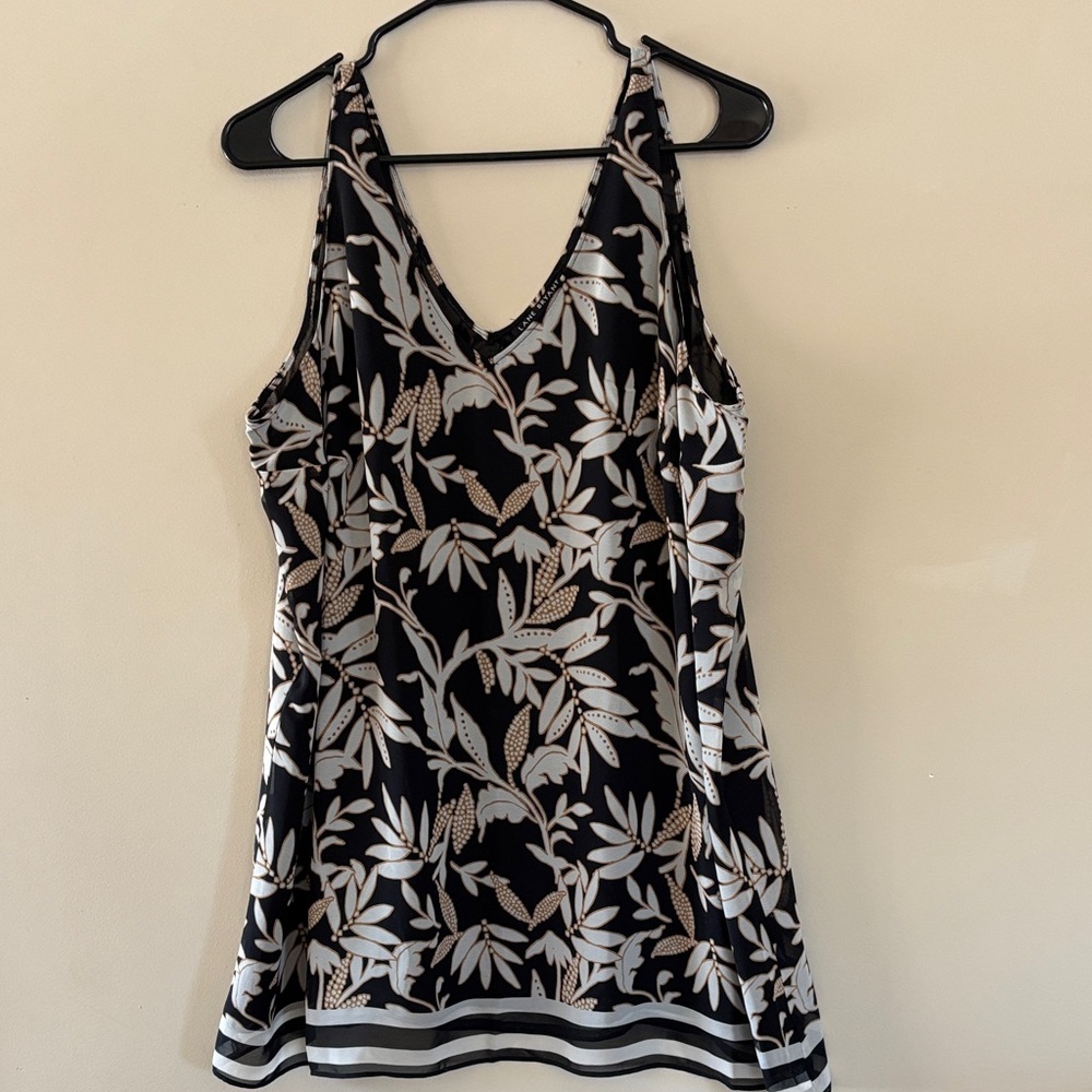Lane Bryant Black and Tan Patterned Blouse